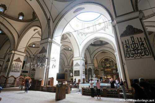 Inside the Grand Mosque of Bursa