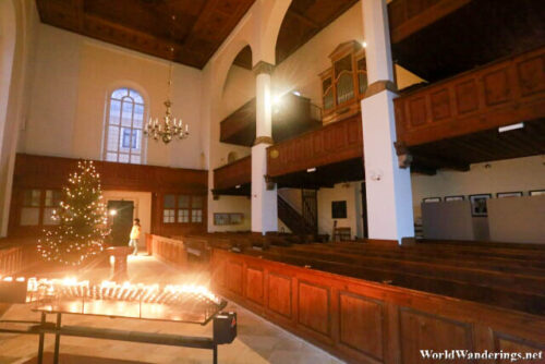 Pews at the Evangelical Church of Hallstatt