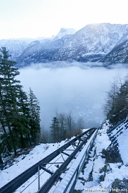 Climbing Up the Mountain via Funicular at Salzwelten Hallstatt