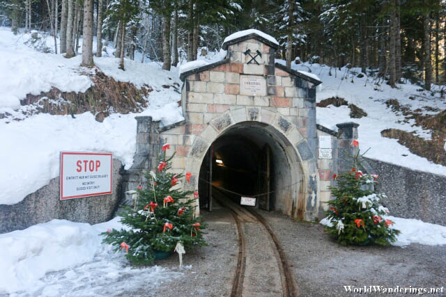 Entering the Christina Tunnel at Salzwelten Hallstatt