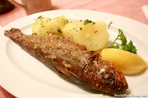 Grilled Fish at Brau Gasthof Hallstatt