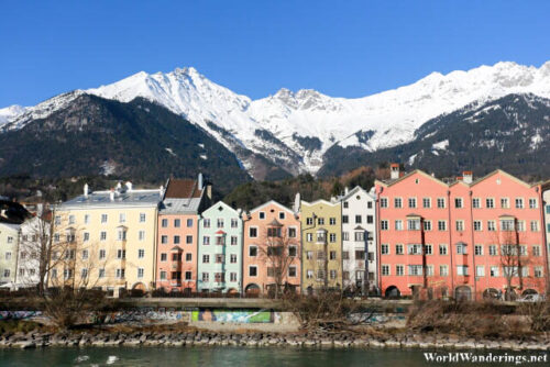 Colorful Row of Houses Along the River Inn in Innsbruck