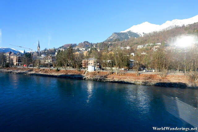 View Over the River Inn from the Funicular in Innsbruck