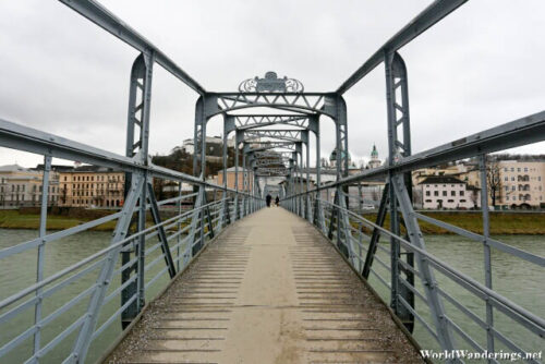 Crossing the Mozartsteg in Salzburg