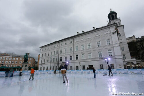 Ice Skating Rink at Mozartplatz in Salzburg