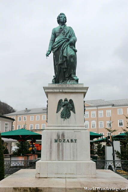 Statue of Wolfgang Amadeus Mozart at Mozartplatz