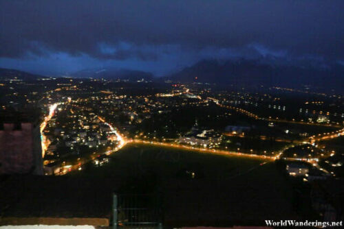 Looking Behind the Hohensalzburg Fortress at Night