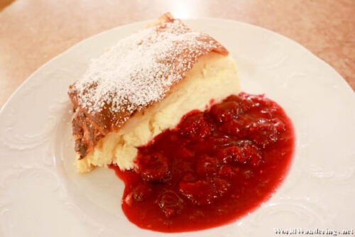 Topfenstrudel with Razzberies at Cafe Mozart