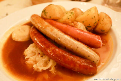 Old Austrian Plate of Sausages at Zipfer Bierhaus in Salzburg