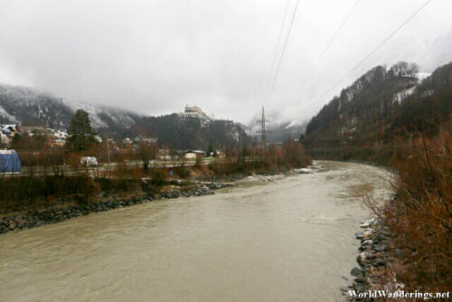 Salzach River by the Town of Werfen