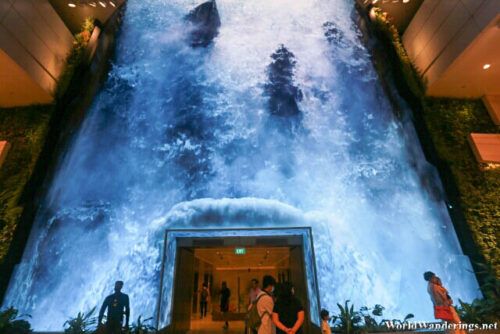 Digital Waterfall at Changi Airport Terminal 2