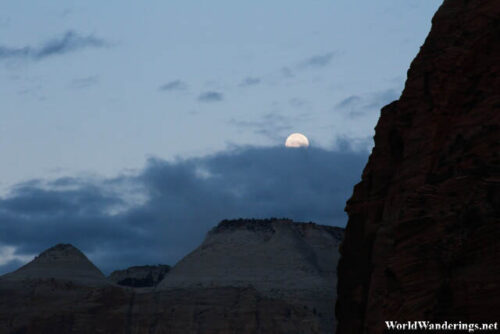Moon at Canyon Overlook in Zion National Park