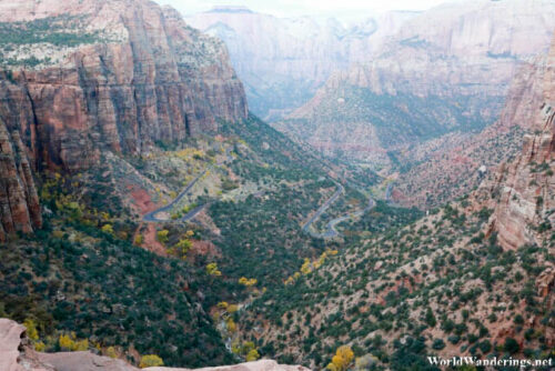 Looking at the Canyon Floor from Canyon Overlook at Zion National Park