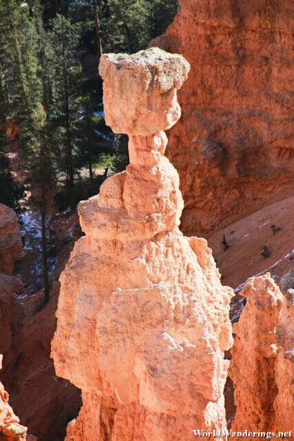 Close Up View of a Hoodoo at Bryce Canyon National Park
